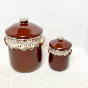 Cottage series by himark brown drip glaze canisters